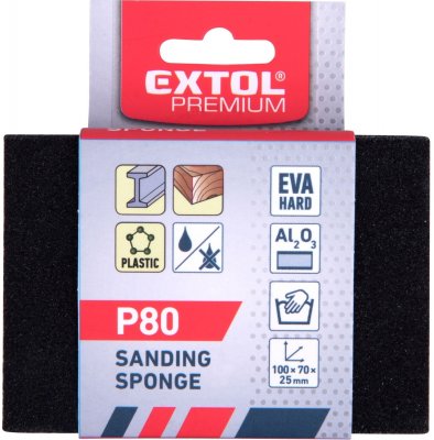 Brusná houba 100x70x25mm, P80, abrazivo-korund EXTOL PREMIUM