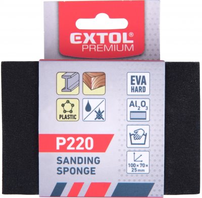 Brusná houba 100x70x25mm, P220, abrazivo-korund EXTOL PREMIUM