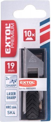 Břity do nože, 19mm, 10ks, trapezoid, SK4  EXTOL PREMIUM