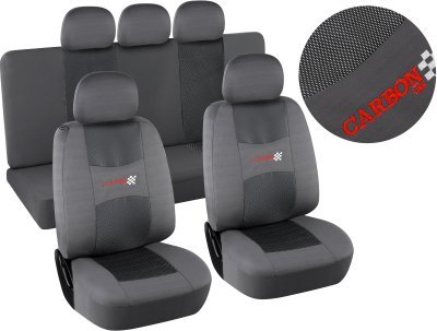 Compass potahy sedadel sada 9ks CARBON LIGHT šedé AIRBAG