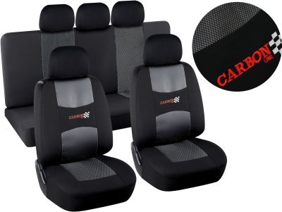 Compass potahy sedadel sada 9ks CARBON DARK černé AIRBAG