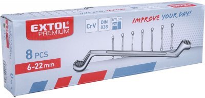 Klíče očkové, sada 8ks, 6-22mm, CrV EXTOL PREMIUM
