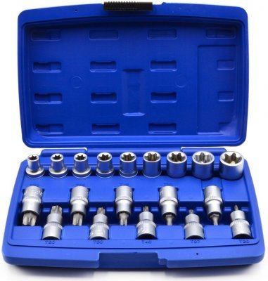Sada nástrčných hlavic a bitů TORX 1/2", 19ks GEKO G13565