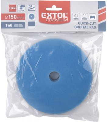 Kotouč leštící pěnový, orbitální, T60, modrý, ⌀150x25mm, suchý zip ⌀127mm EXTOL PREMIUM