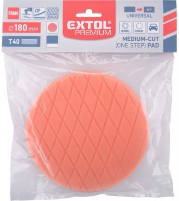 Kotouč leštící pěnový, diamantový vzor, T40, oranžový, ⌀180x35mm, zapuštěný suchý zip ⌀150mm EXTOL PREMIUM