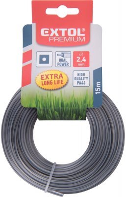 Žací struna do sekačky s jádrem, čtvercový profil, 2,4mm, 15m, PA66 EXTOL PREMIUM