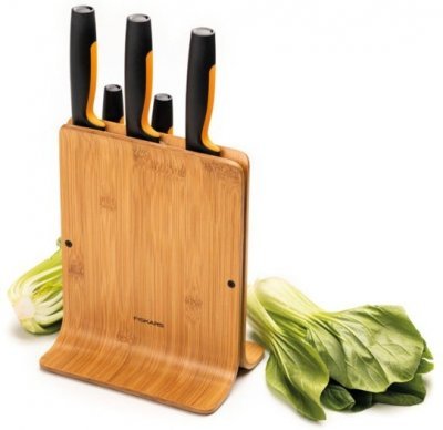 Fiskars bambusový blok s pěti noži Functional Form