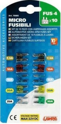 Pojistky na blistru nožové mini, 10ks LAMPA