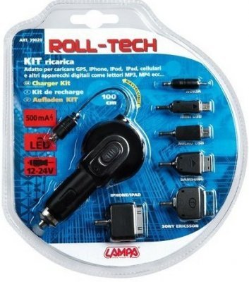 Nabíječka telefonu ROOL-TECH 12/24V s 6 adaptéry