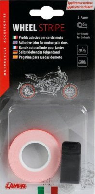 MOTO Reflexní proužek-linka na obvod kola FLUO 6m x 7mm - červená NEW 2/2020