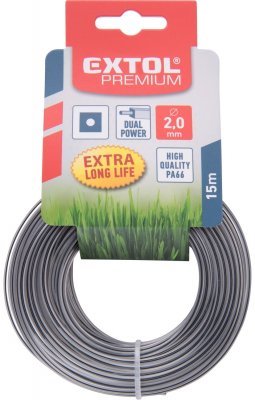 Žací struna do sekačky s jádrem, čtvercový profil, 2mm, 15m EXTOL PREMIUM