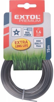 Žací struna do sekačky s jádrem, hvězdicový profil, 1,6mm, 15m EXTOL PREMIUM