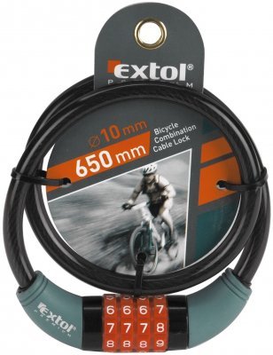 Zámok na bicykel (lanko), kódové zamykanie, 10x650mm EXTOL PREMIUM
