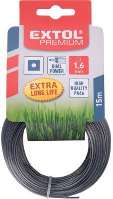 Žací struna do sekačky s jádrem, čtvercový profil, 1,6mm, 15m EXTOL PREMIUM