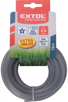Žací struna do sekačky s jádrem, hvězdicový profil, 2,4mm, 15m EXTOL PREMIUM