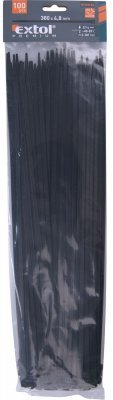 Pásky stahovací na kabely černé, 380x4,8mm, 100ks, nylon PA66 EXTOL PREMIUM