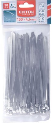 Pásky stahovací NEREZ, 150x4,6mm, 50ks EXTOL PREMIUM