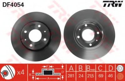 Brzdový kotouč TRW DF4054 přední levý nebo pravý