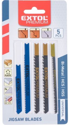 Plátky do přímočaré pily-mix, sada 5ks, Bi-metal, HSS, HCS Universal EXTOL PREMIUM