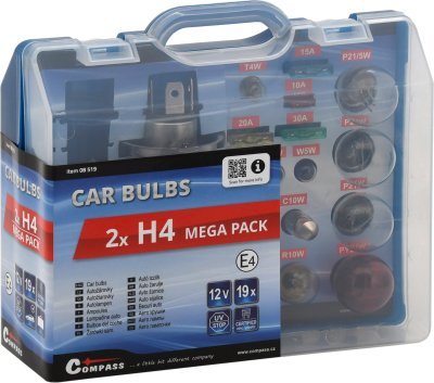 Compass žárovky 12V servisní box MEGA H4+H4+pojistky