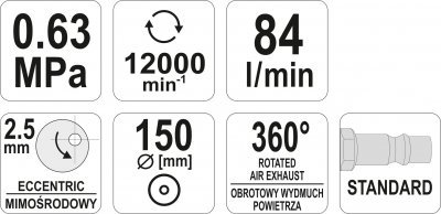 Yato bruska pneumatická 2,5 mm YT-09739