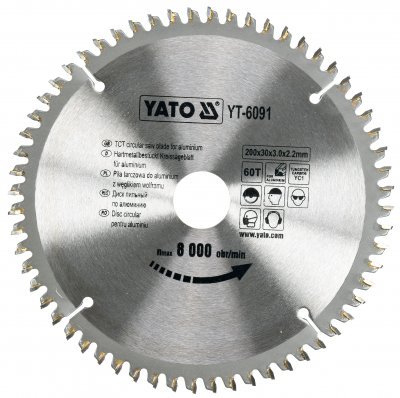Kotouč na hliník 200 x 30 mm 60z Yato YT-6091