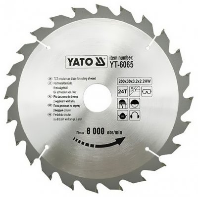 Kotouč na dřevo 205 x 18 mm 24z Yato YT-6066