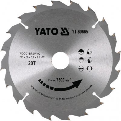 Kotouč na dřevo 210 x 30 mm 20z Yato YT-60665