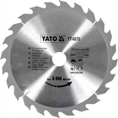 Kotouč na dřevo 250 x 30 mm 24z Yato YT-6070
