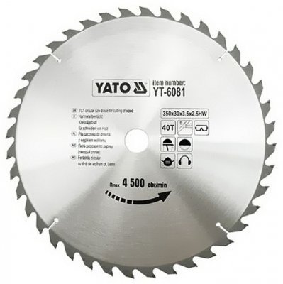 Kotouč na dřevo 350 x 30 mm 40z Yato YT-6081