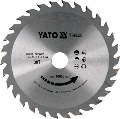 Kotouč na dřevo 150 x 20 mm 30z Yato YT-60533