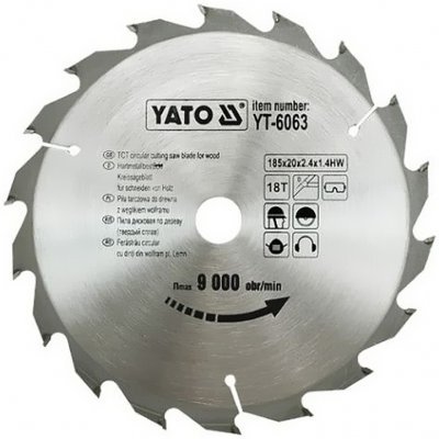 Kotouč na dřevo 185 x 20 mm 18z Yato YT-6063