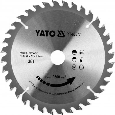 Kotouč na dřevo 160 x 20 mm 36z Yato YT-60577