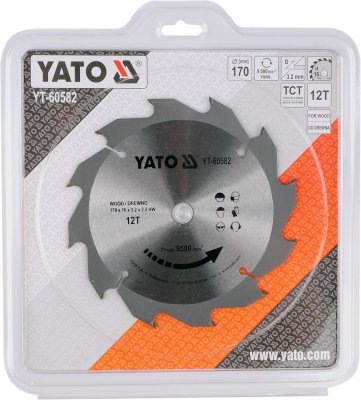 Kotouč na dřevo 170 x 16 mm 12z Yato YT-60582