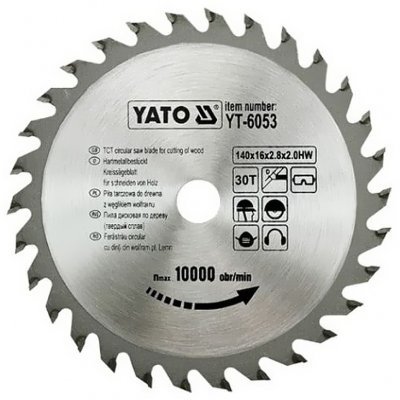 Kotouč na dřevo 140 x 16 mm 30z Yato YT-6053