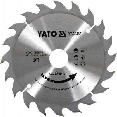 Kotouč na dřevo 190 x 30 mm 20z Yato YT-60488