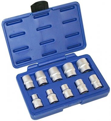 Nástrčné hlavice palcové 1/2", 6hranné, různé rozměry, sada 10 ks - ASTA A-10INCH