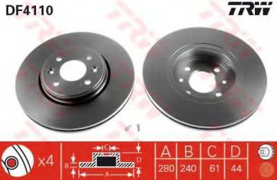 Brzdový kotouč TRW DF4110 přední levý nebo pravý
