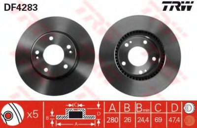 Brzdový kotouč TRW DF4283 přední levý nebo pravý