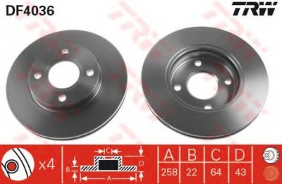 Brzdový kotouč TRW DF4036 přední levý nebo pravý