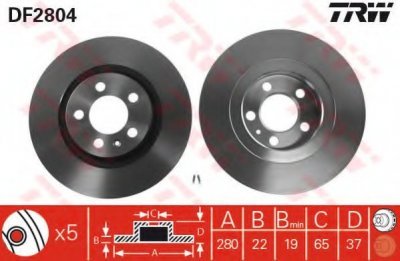 Brzdový kotouč TRW DF2804 přední levý nebo pravý