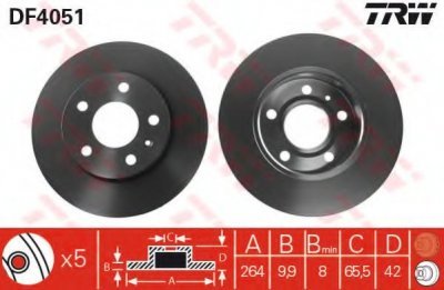 Brzdový kotouč TRW DF4051 zadní levý nebo pravý
