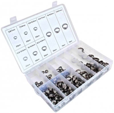 Hadicové spony, průměr 5,8 - 21,0 mm, nerez, sada 170 ks - ASTA A-TC016