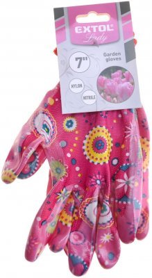 Rukavice zahradní nylonové polomáčené v nitrilu, velikost 7" EXTOL LADY