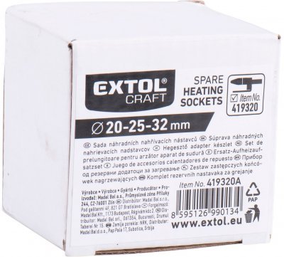 Nástavce párové pro polyfúzní svářečku, sada 3ks, ⌀20-25-32mm EXTOL CRAFT