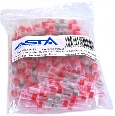 Smršťovací hadičky s cínem, 2.7 x 40 mm, 22-18 AWG, balení 100 ks - ASTA A-S21