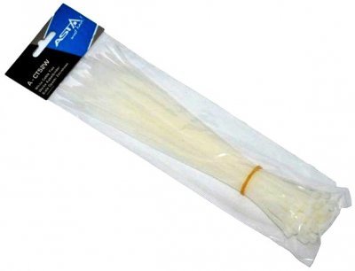 Stahovací pásky 5 x 250 mm, 50 kusů, bílá barva - ASTA A-CT52W