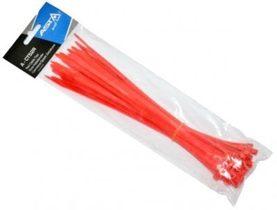 Stahovací pásky 5 x 250 mm, 50 kusů, červená barva - ASTA A-CT52R