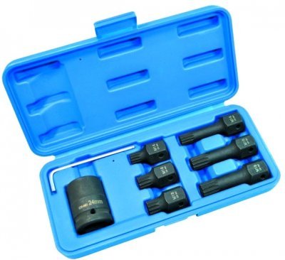 Úderové bity XZN (Spline) 1/2", M14 - M18, s adaptérem na 3/4", sada 8 ks - ASTA A-6XZN