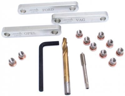 Přípravky na opravu závitů vodítek brzdičů VAG, Opel, Ford, sada 16 ks - ASTA A-M916P